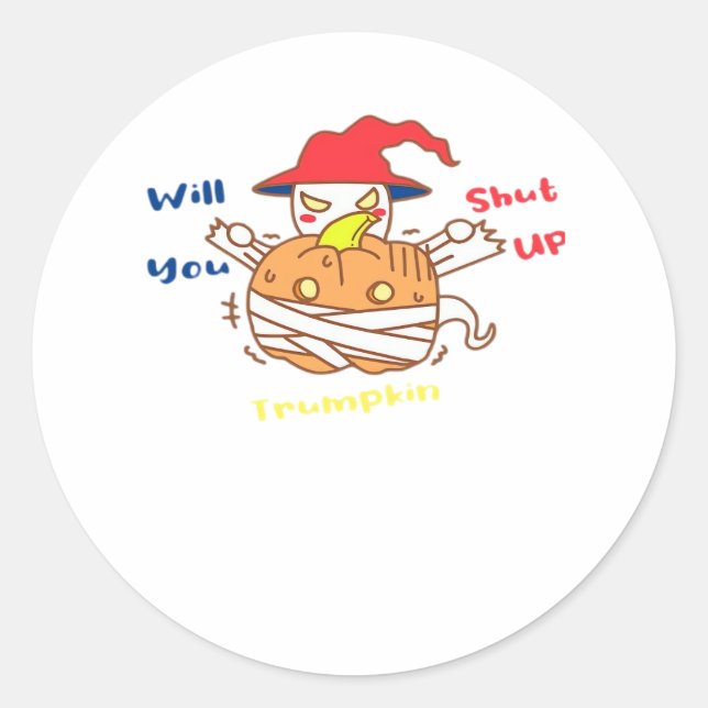 Pegatina Redonda Trumpkin Halloween Debate Sobre Las Elecciones Y J (Anverso)