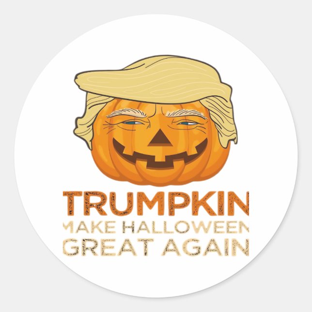 Pegatina Redonda Trumpkin Halloween Funny Classic (Anverso)