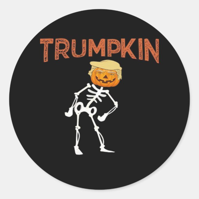 Pegatina Redonda Trumpkin Halloween Funny Classic (Anverso)