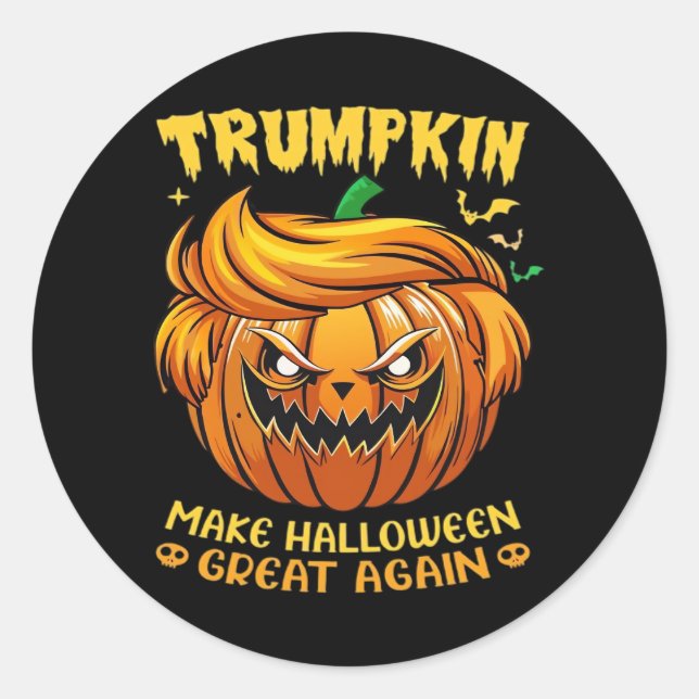 Pegatina Redonda Trumpkin Halloween: Haz que Halloween vuelva a ser (Anverso)