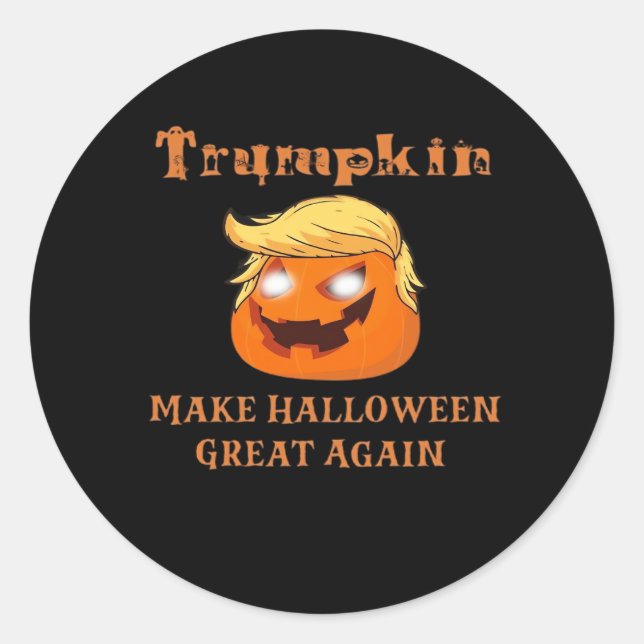 Pegatina Redonda Trumpkin Halloween: Haz que Halloween vuelva a ser (Anverso)