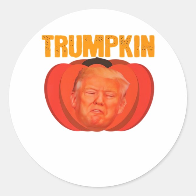 Pegatina Redonda Trumpkin Halloween Jack O Lantern Gráfica divertid (Anverso)