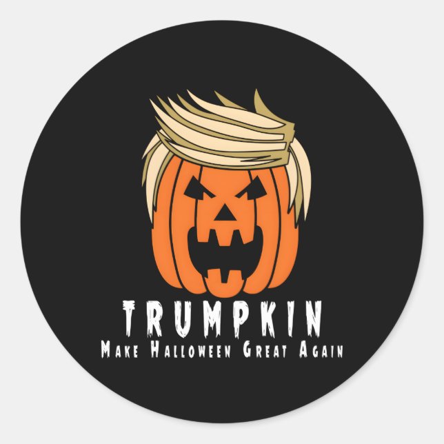 Pegatina Redonda Trumpkin Halloween vuelve a hacer grande a Hallowe (Anverso)