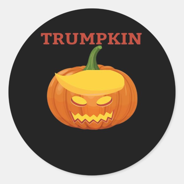 Pegatina Redonda Trumpkin Jack-O-Lantern Classic (Anverso)