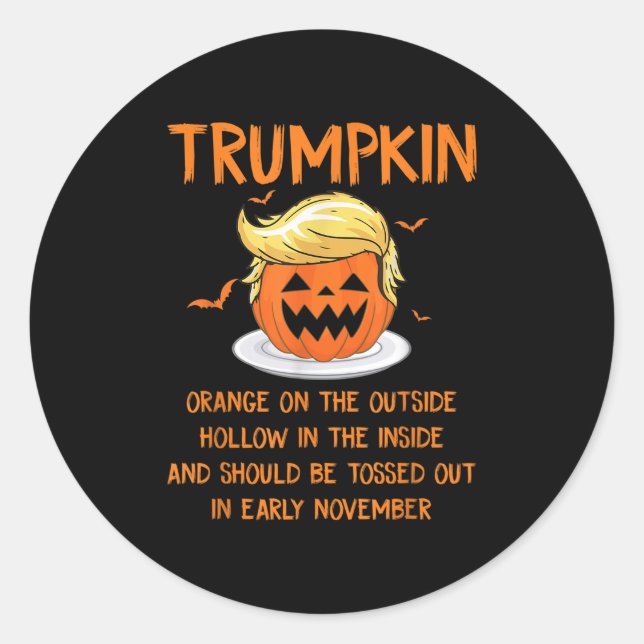 Pegatina Redonda Trumpkin Naranja en la Hallowee antitrump exterior (Anverso)
