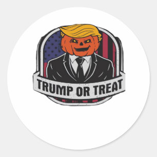 Pegatina Redonda Trumpkin O Trate Halloween - Cl De Disfraces Polít
