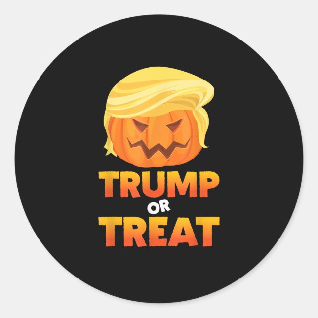 Pegatina Redonda Trumpkin O Trate Ropa De Halloween Trumpkin (Anverso)