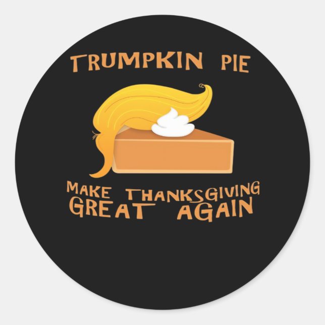 Pegatina Redonda Trumpkin Pie Acción de Gracias (Anverso)