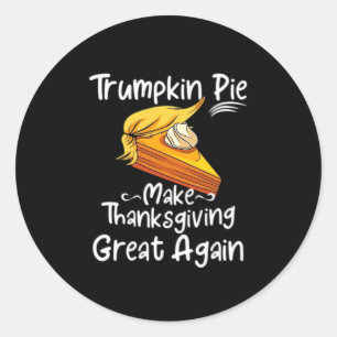 Pegatina Redonda Trumpkin Pie hace grande el día de Acción de Graci