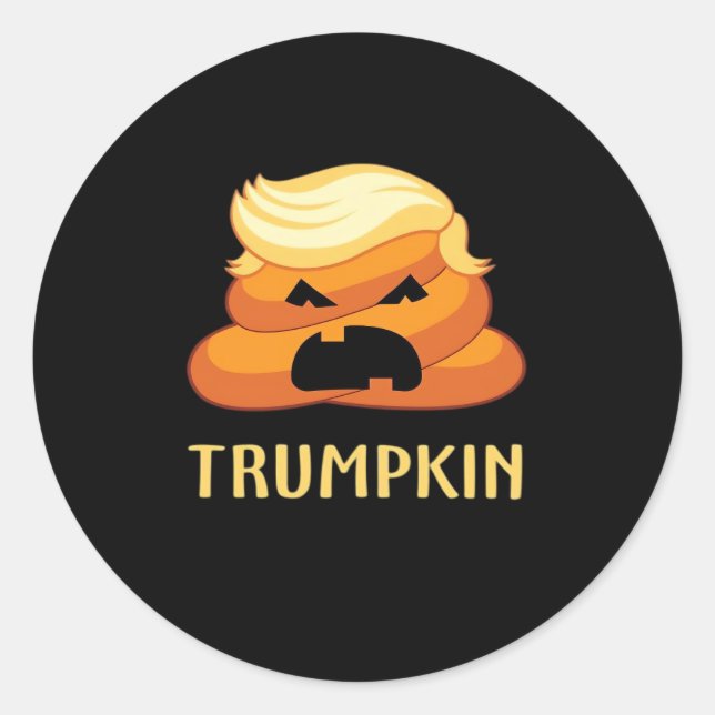Pegatina Redonda Trumpkin Poop Funny Halloween (Anverso)