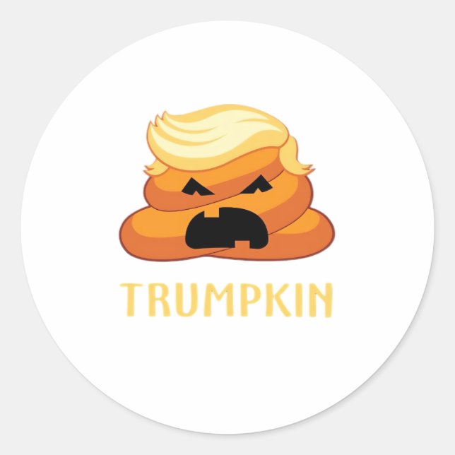 Pegatina Redonda Trumpkin Poop Funny Halloween (Anverso)