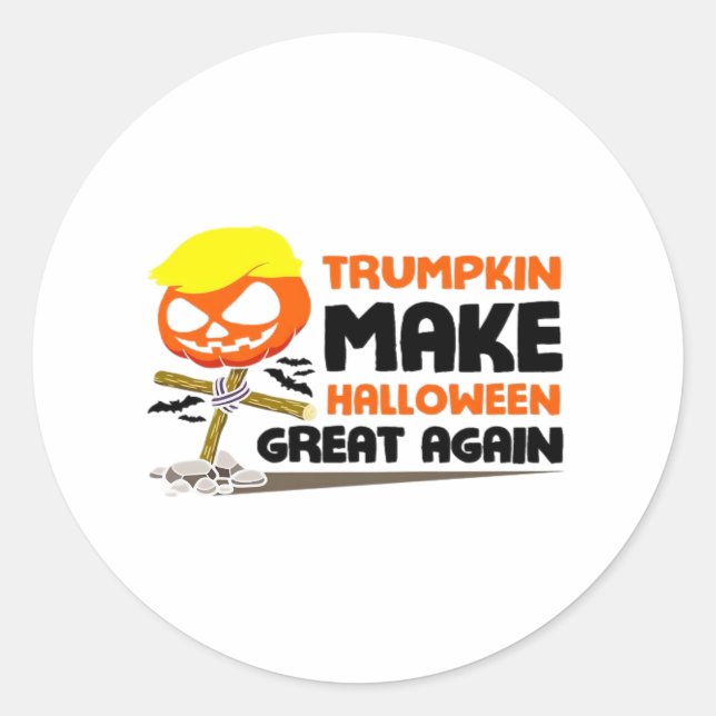 Pegatina Redonda Trumpkin Pumpkin Halloween Classic (Anverso)