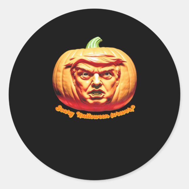 Pegatina Redonda Trumpkin Scary Halloween Calabaza Mejor Diseño de  (Anverso)