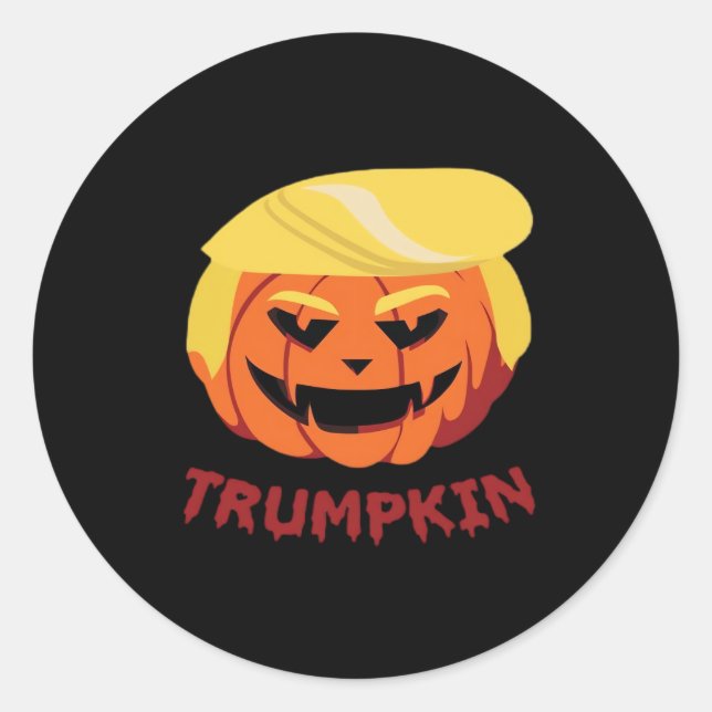 Pegatina Redonda Trumpkin Scary Halloween Gift Classic (Anverso)
