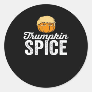 Pegatina Redonda Trumpkin Spice Funny Chiste político de Halloween
