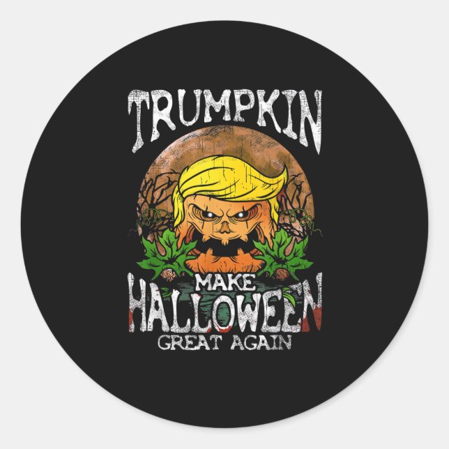 Pegatina Redonda Trumpkin vuelve a hacer de Halloween un regalo gra (Anverso)
