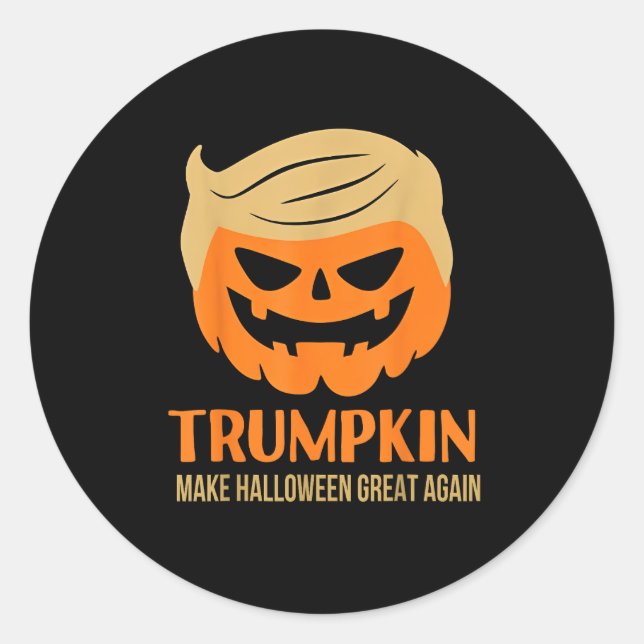 Pegatina Redonda Trumpkin vuelve a hacer grande a Halloween (Anverso)