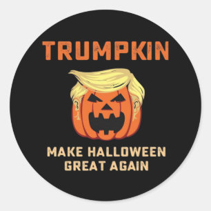 Pegatina Redonda Trumpkin vuelve a hacer grande a Halloween - Bomba