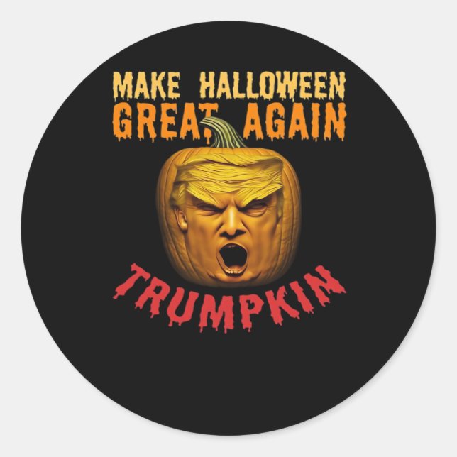 Pegatina Redonda Trumpkin vuelve a hacer grande a Halloween - Funny (Anverso)