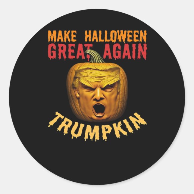 Pegatina Redonda Trumpkin vuelve a hacer grande a Halloween - Funny (Anverso)