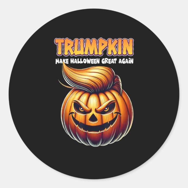 Pegatina Redonda Trumpkin vuelve a hacer grande a Halloween Jack O  (Anverso)