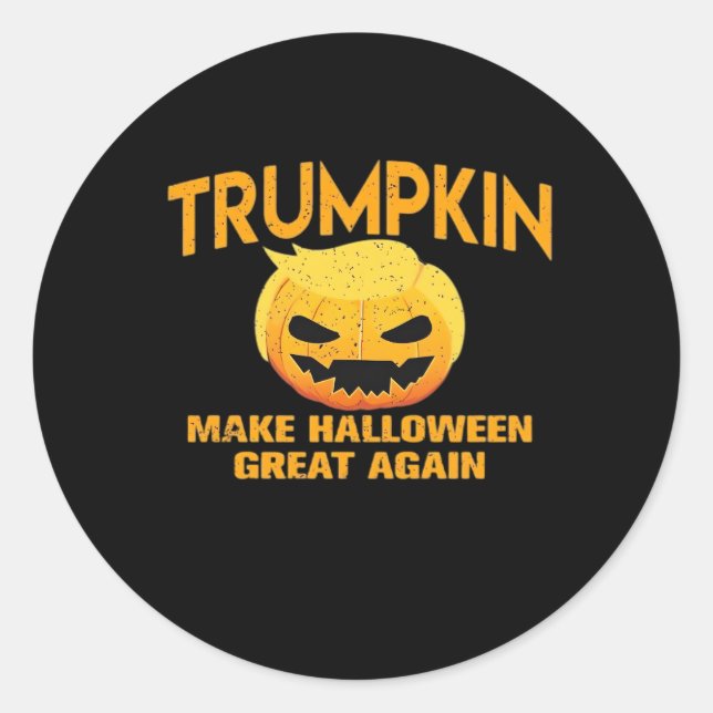 Pegatina Redonda Trumpkin vuelve a hacer que Halloween sea grande - (Anverso)