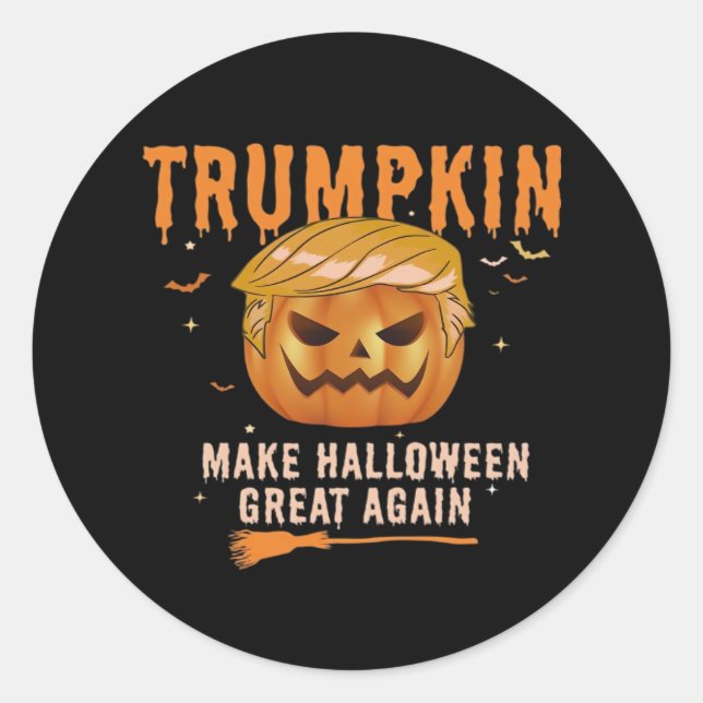 Pegatina Redonda Trumpkin vuelve a hacer que Halloween sea grande p (Anverso)