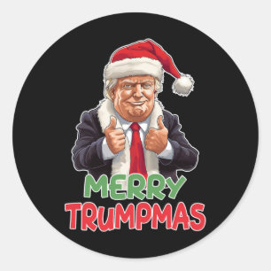 Pegatina Redonda Trumpmas - Santa Claus Donald Trump