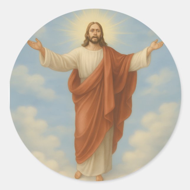 Pegatina Redonda Trust In Jesus (Anverso)