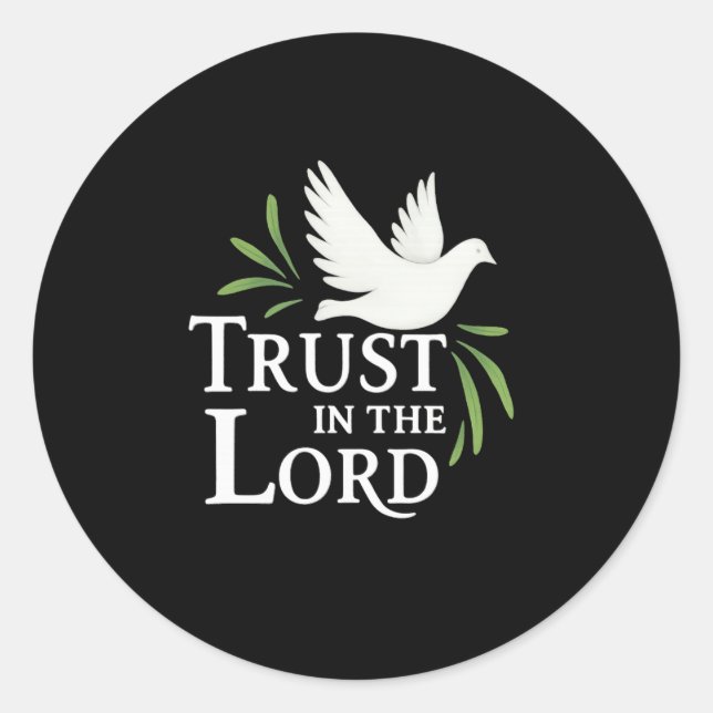 Pegatina Redonda Trust in the Lord White Dove Christian Paper Plate (Anverso)