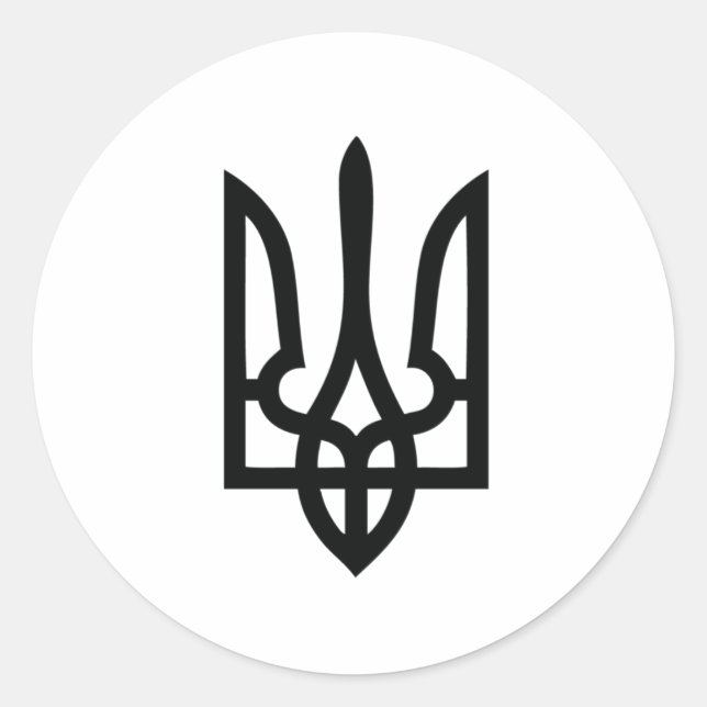 Pegatina Redonda Tryzub ucraniano (Anverso)