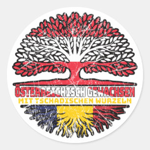 Pegatina Redonda Tschad Tschadisch Österreichisch Österreich Baum