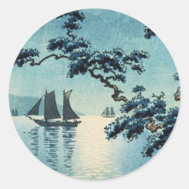 Pegatina Redonda Tsuchiya Koitsu Maiko Sea Shore Shin hanga