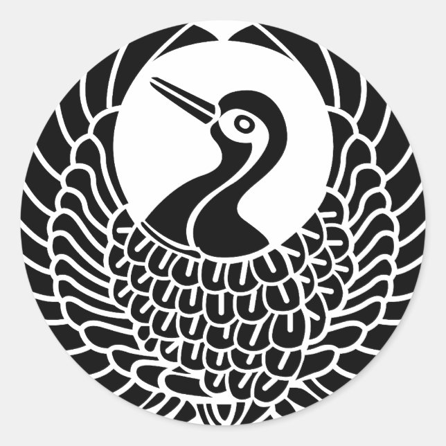 Pegatina Redonda Tsuru Mon (Anverso)