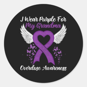 Pegatina Redonda Tu Apoyo Sobredosis Mes de Conciencia Ropa Abuela