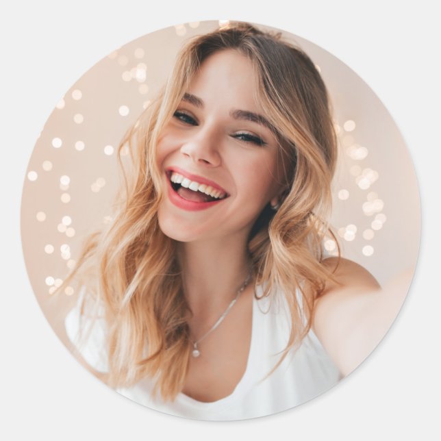 Pegatina Redonda Tu cara en un cumpleaños (Anverso)