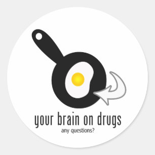Pegatina Redonda Tu cerebro contra las drogas