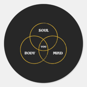Pegatina Redonda Tu cuerpo alma mente Pilates Yoga Meditación Grung