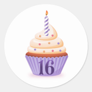 Pegatina Redonda Tu Cupcake de Sweet Sixteen / Stickers