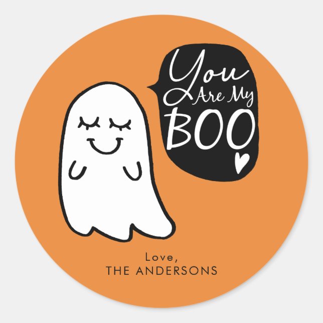 Pegatina Redonda ¡Tú Eres Mi BOO! | Fantasma de Halloween (Anverso)