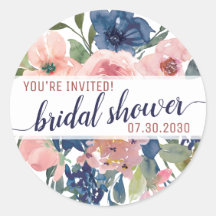 Tú estás invitada al Bridal Shower Floral Navy Ros