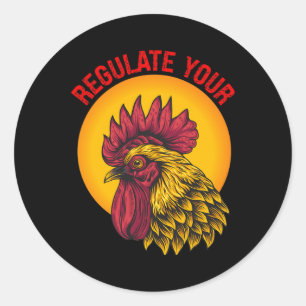 Pegatina Redonda Tu gallo de gallina galardonado con derechos repro