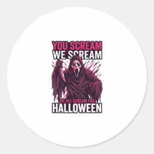 Pegatina Redonda Tú gritas nosotros Halloween Ghostface Cuchillo Sa