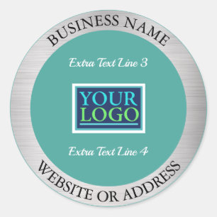 Pegatina Redonda Tu logo autobús. Promo, Info, Metal Plateado y Ver