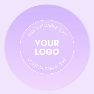 Pegatina Redonda Tu Logotipo Gradiente sutil de lavanda ombré