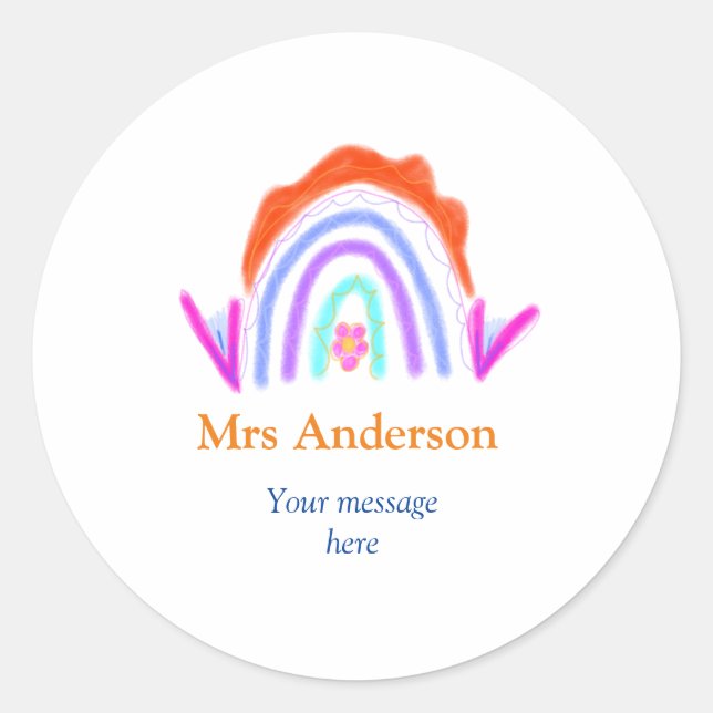 Pegatina Redonda Tu mensaje e añadimos el nombre de texto maestro a (Anverso)