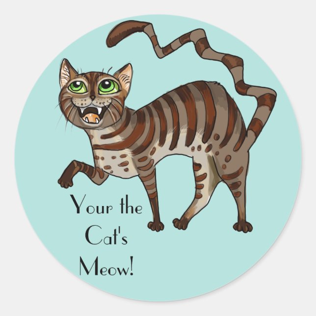 Pegatina Redonda ¡Tu mimo del gato! (Anverso)