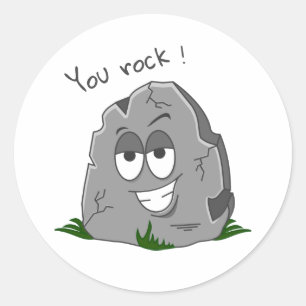 Pegatina Redonda ¡Tú Mola! Piedra de Dibujos Animados Gris Divertid