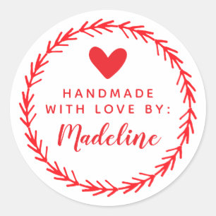 Pegatina Redonda Tu nombre   Hecho a mano por