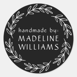 Pegatina Redonda Tu nombre   Hecho a mano por